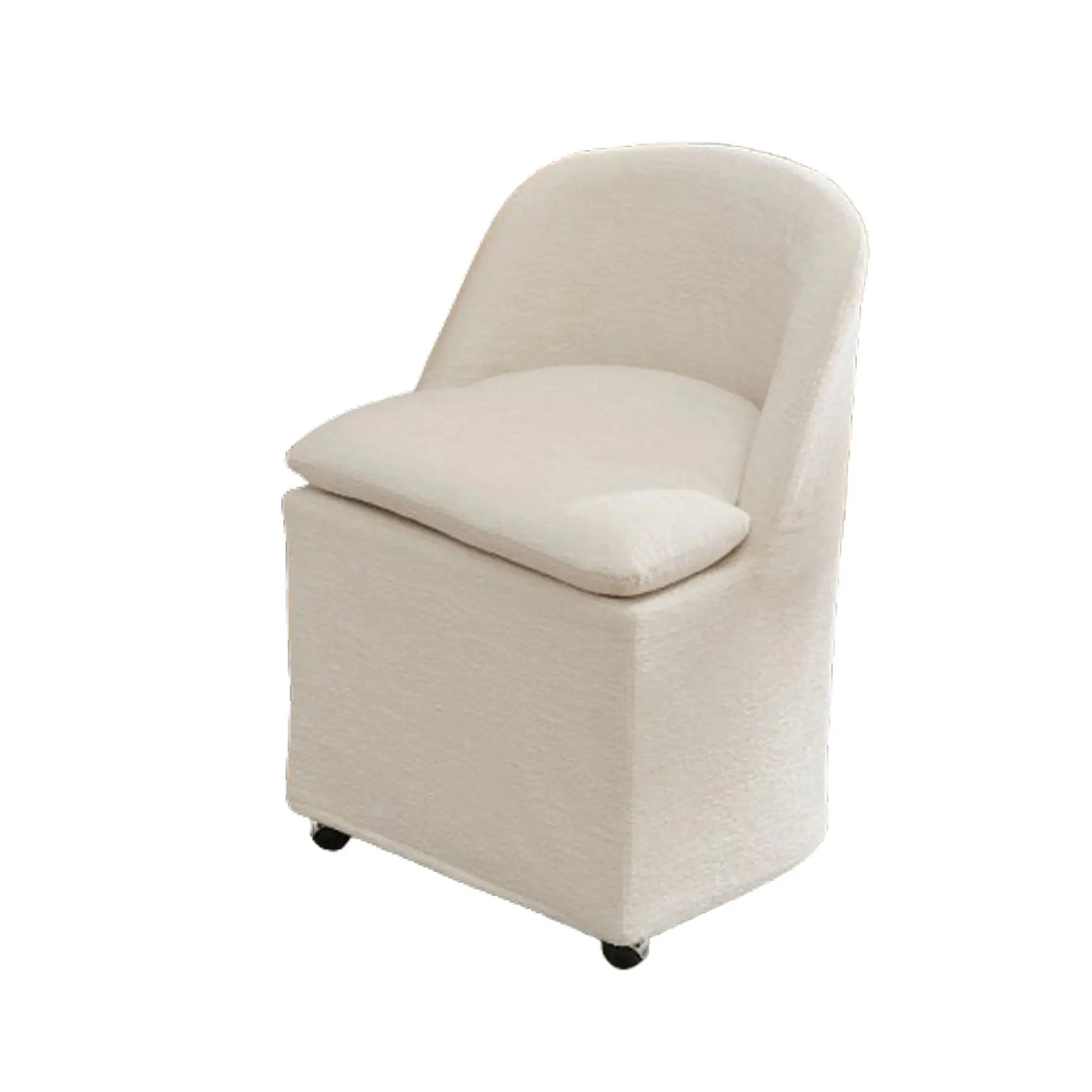 Set of Two Beige Chenille Wing Back Dining Chairs With Wheels Homeroots Kitchen & Dining