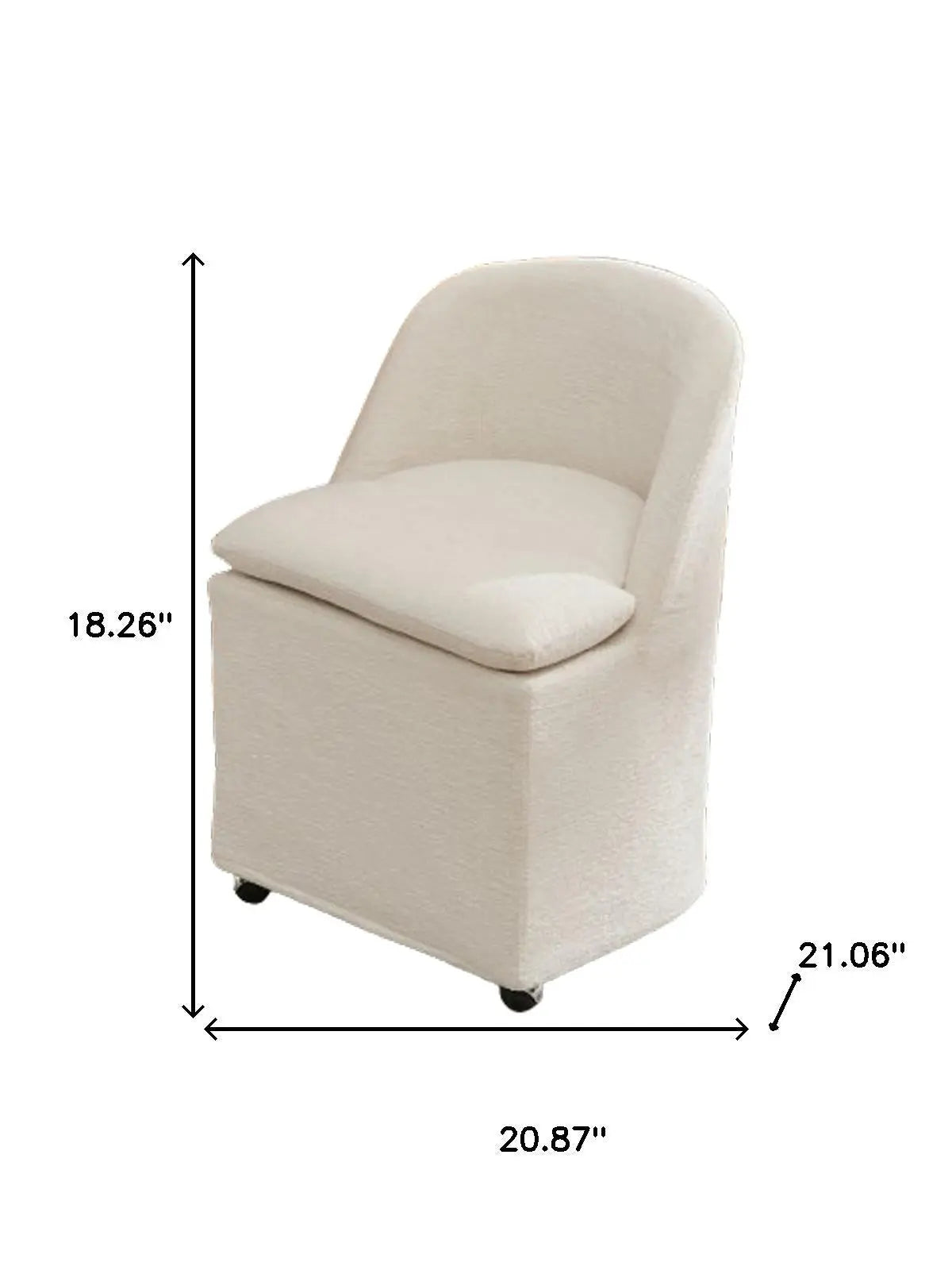 Set of Two Beige Chenille Wing Back Dining Chairs With Wheels Homeroots Kitchen & Dining