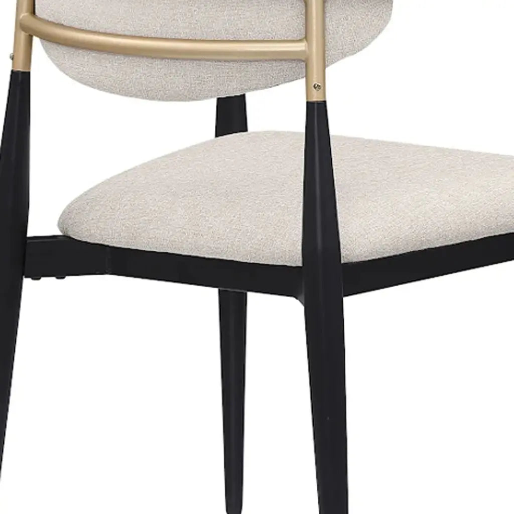 Set of Two Beige Gold And Black Fabric Partially Open Back Dining Arm Chairs Homeroots Kitchen & Dining
