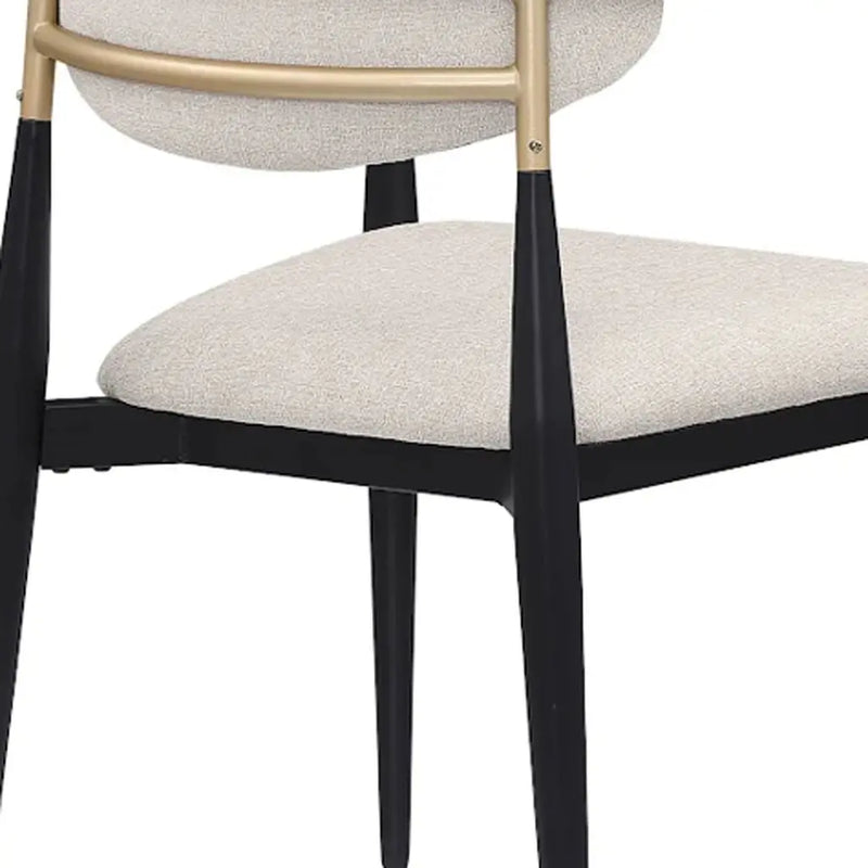 Set of Two Beige Gold And Black Fabric Partially Open Back Dining Arm Chairs Homeroots Kitchen & Dining