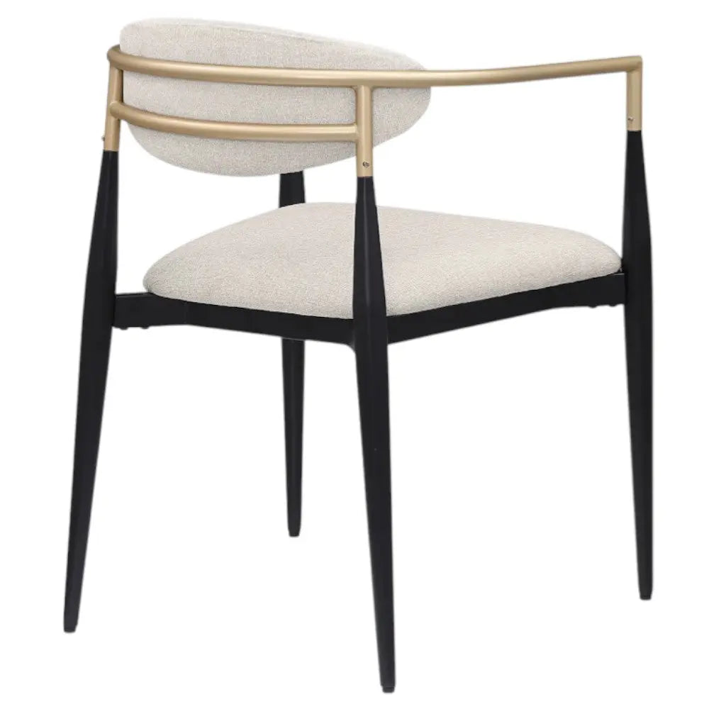 Set of Two Beige Gold And Black Fabric Partially Open Back Dining Arm Chairs Homeroots Kitchen & Dining