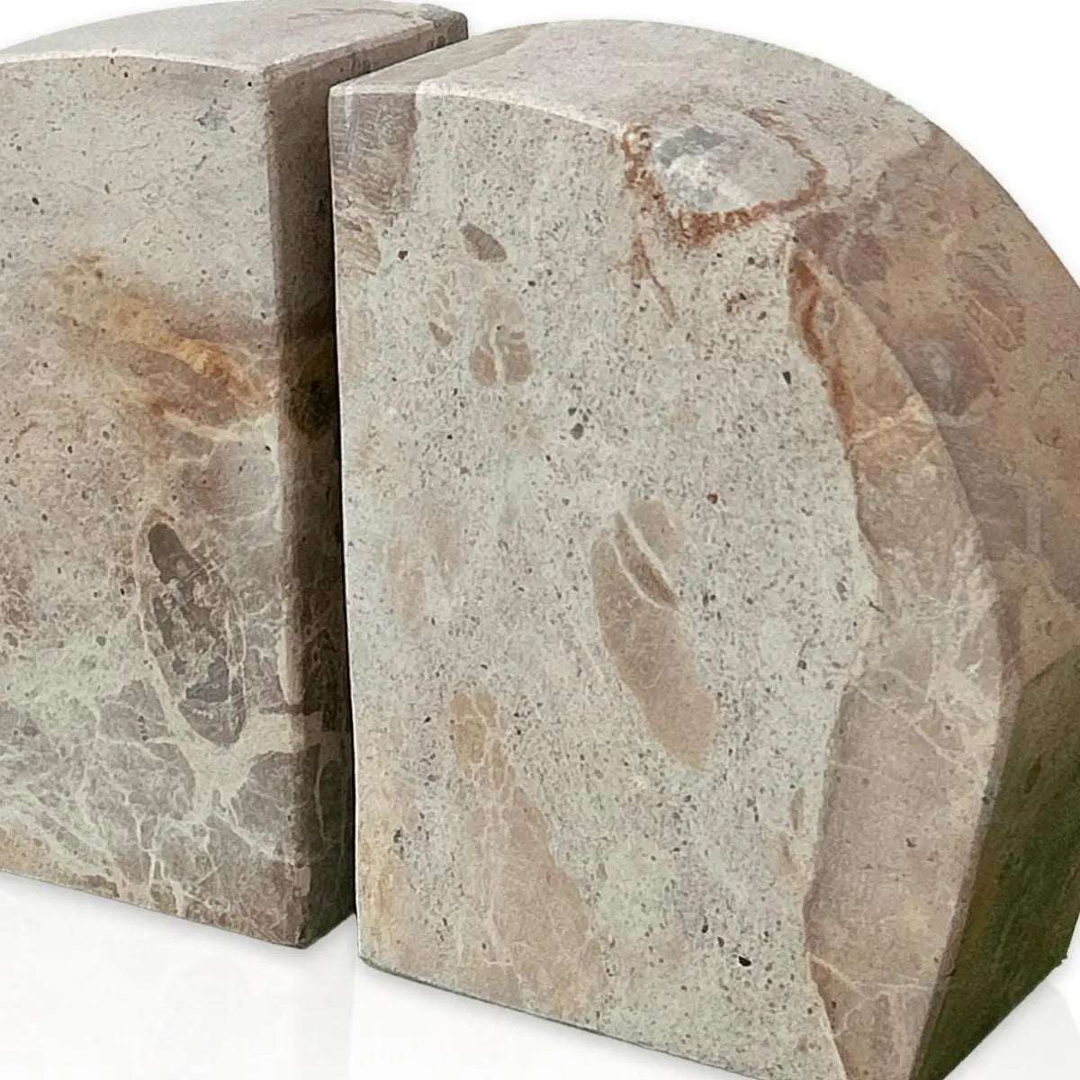 Set of Two Beige Marble Decorative Bookends Homeroots Home Decor