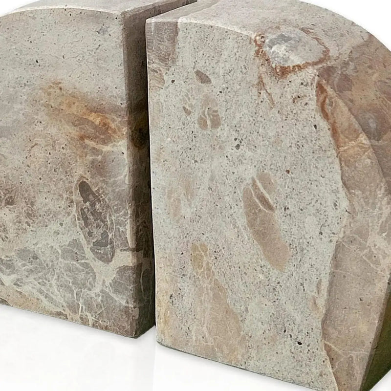 Set of Two Beige Marble Decorative Bookends Homeroots Home Decor