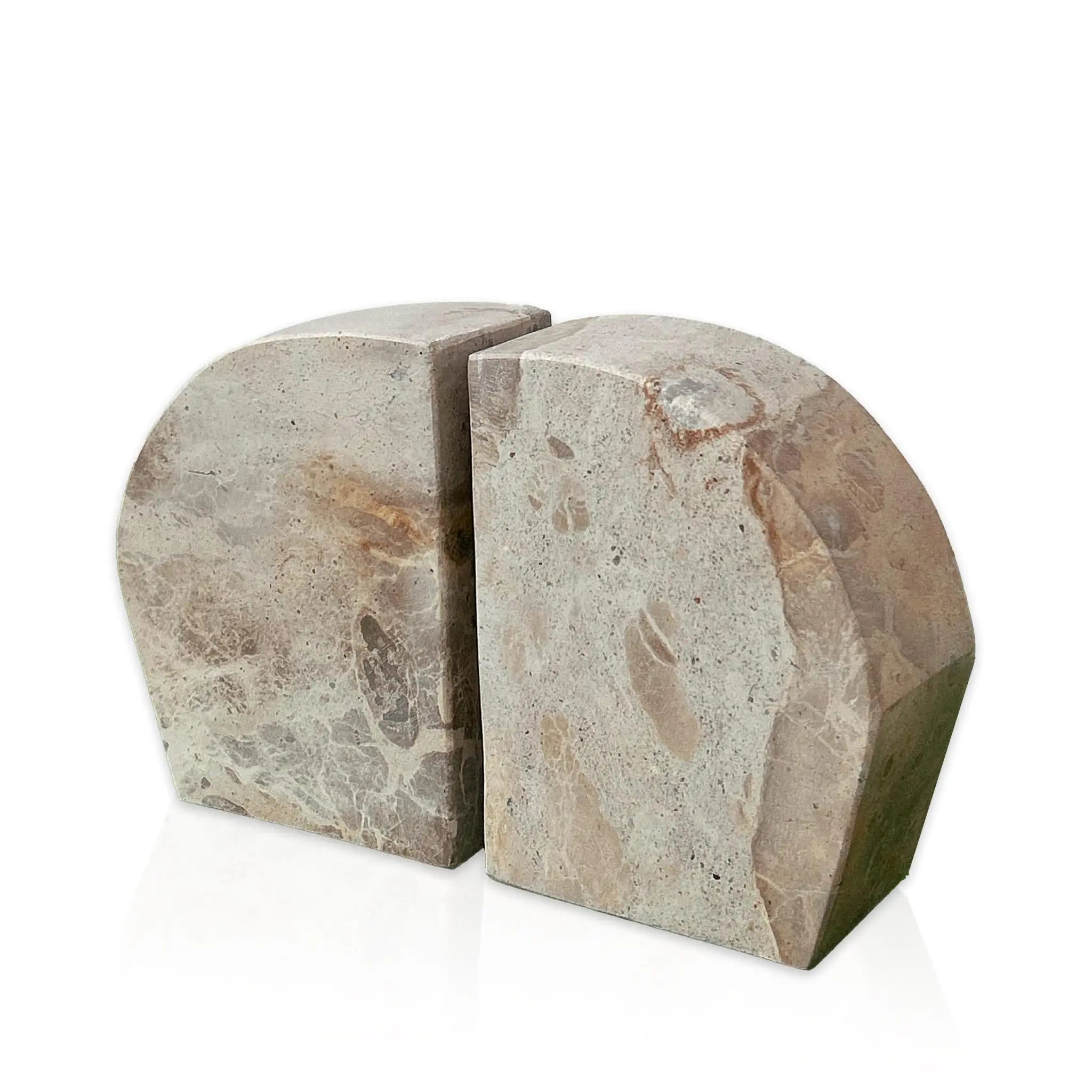 Set of Two Beige Marble Decorative Bookends Homeroots Home Decor