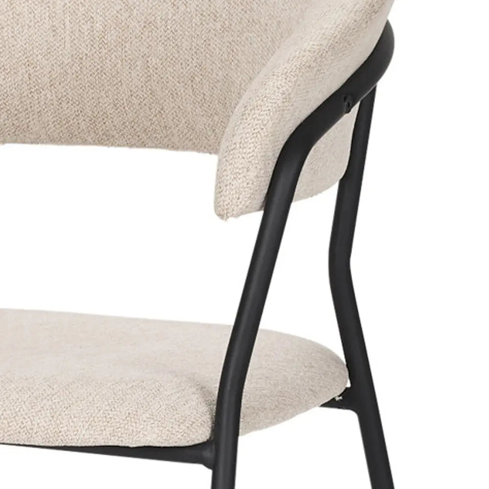 Set of Two Beige and Black Fabric Open Back Dining Arm Chairs Homeroots Kitchen & Dining