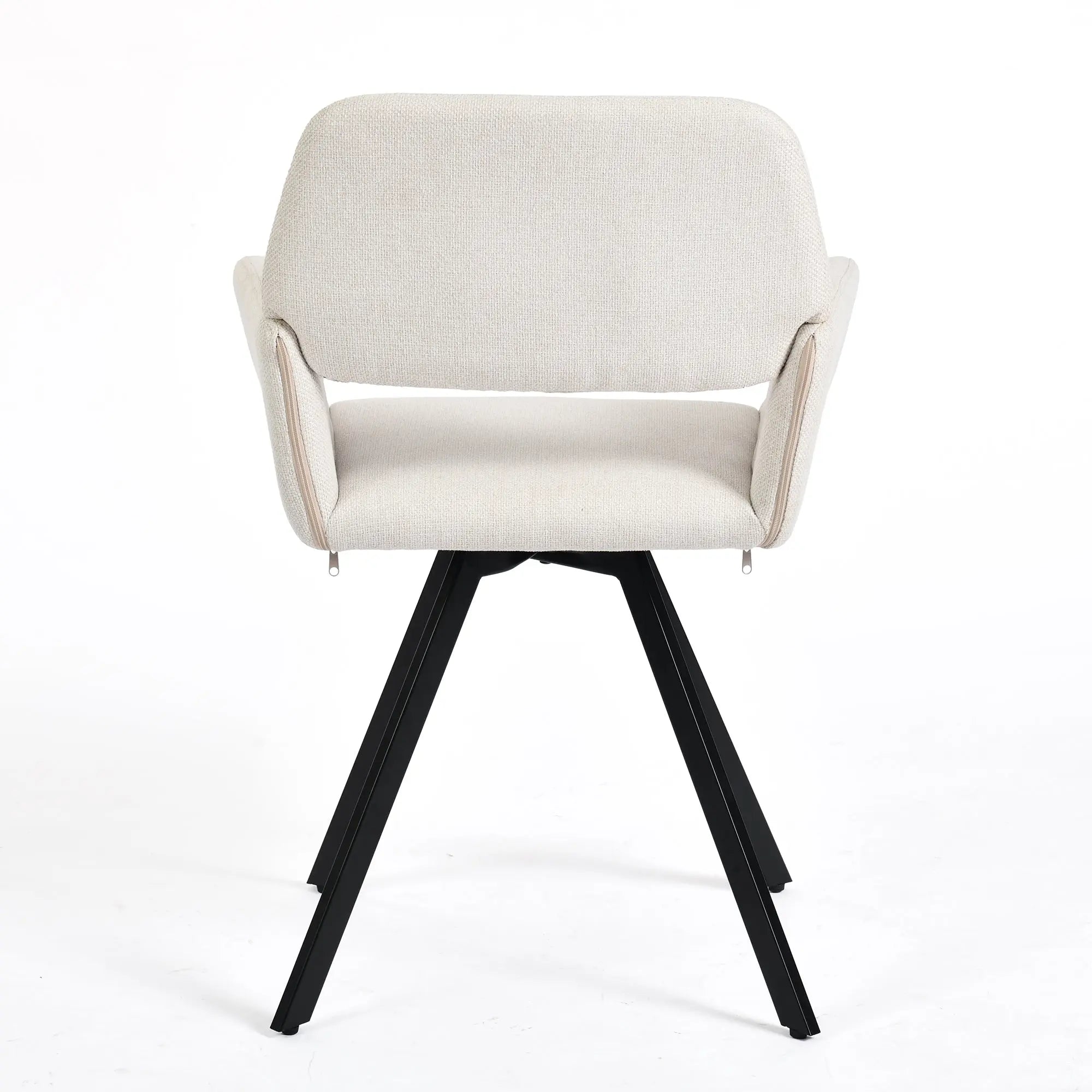 Set of Two Beige and Black Fabric and Steel Dining Arm Chairs Homeroots Kitchen & Dining