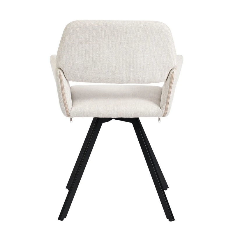 Set of Two Beige and Black Fabric and Steel Dining Arm Chairs Homeroots Kitchen & Dining