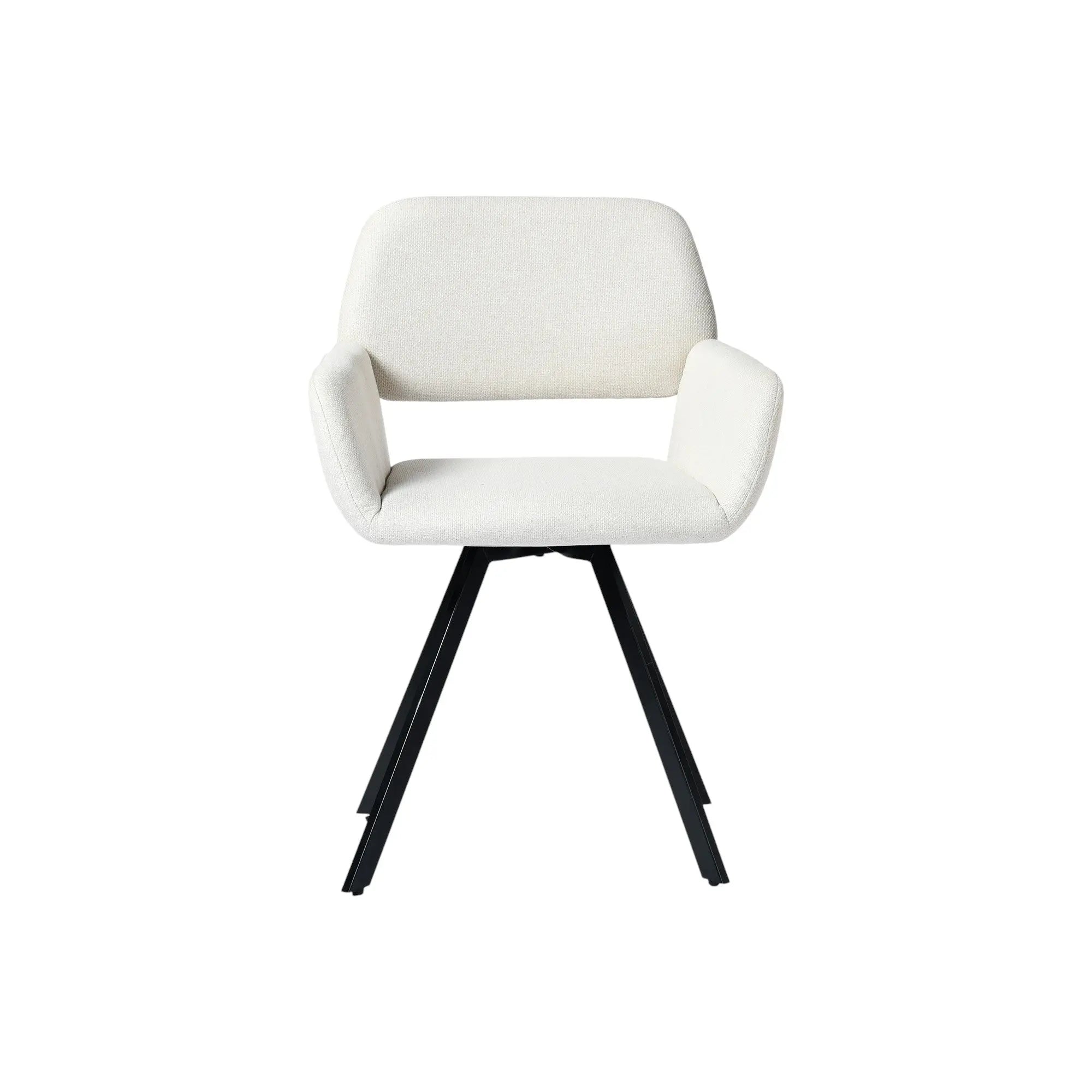 Set of Two Beige and Black Fabric and Steel Dining Arm Chairs Homeroots Kitchen & Dining