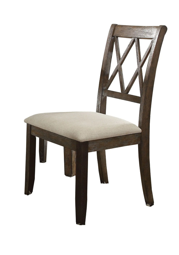 Set of Two Beige and Brown Linen Open Back Dining Side Chairs Homeroots Kitchen & Dining