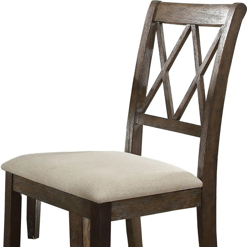 Set of Two Beige and Brown Linen Open Back Dining Side Chairs Homeroots Kitchen & Dining