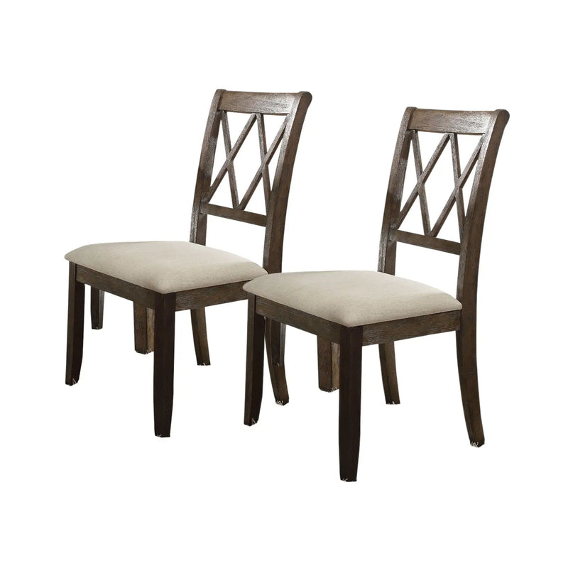Set of Two Beige and Brown Linen Open Back Dining Side Chairs Homeroots Kitchen & Dining