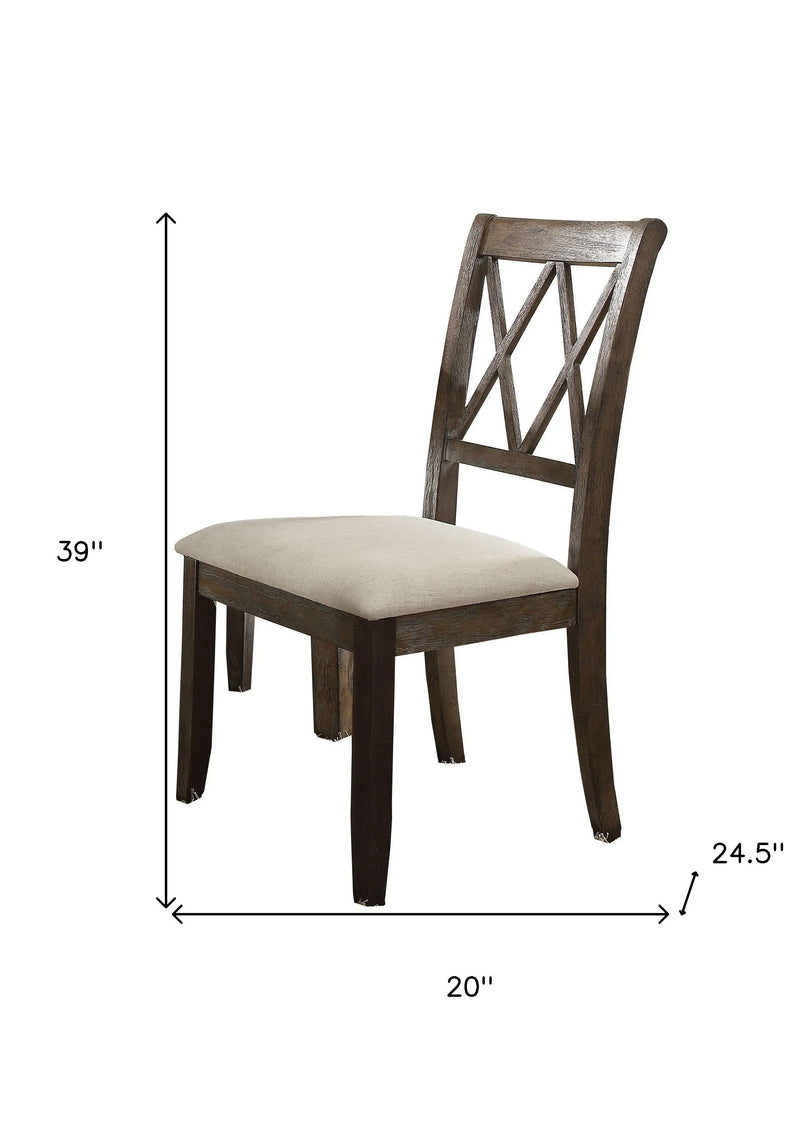 Set of Two Beige and Brown Linen Open Back Dining Side Chairs Homeroots Kitchen & Dining