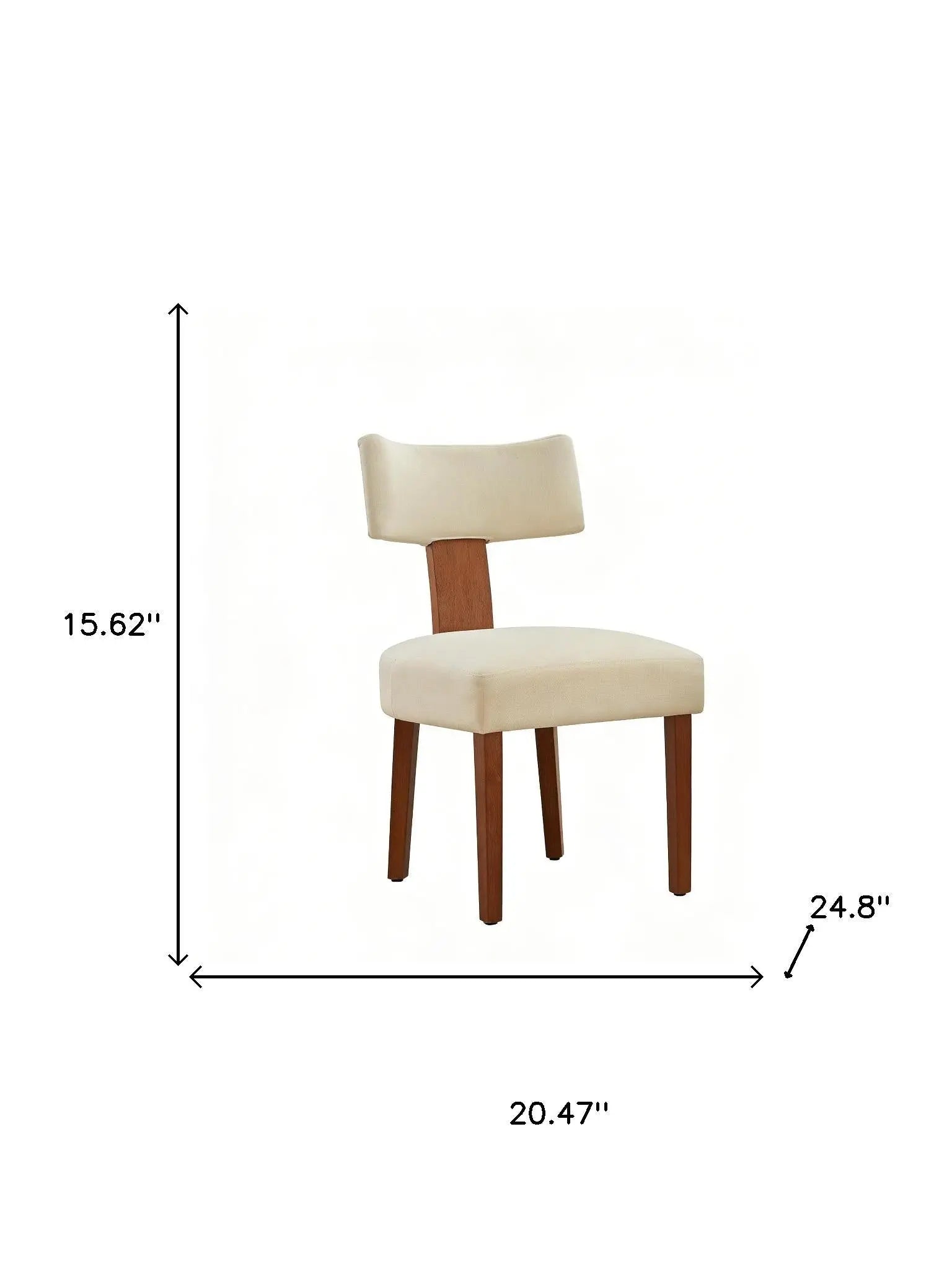 Set of Two Beige and Brown Linen and Solid Wood Dining Side Chairs Homeroots Kitchen & Dining