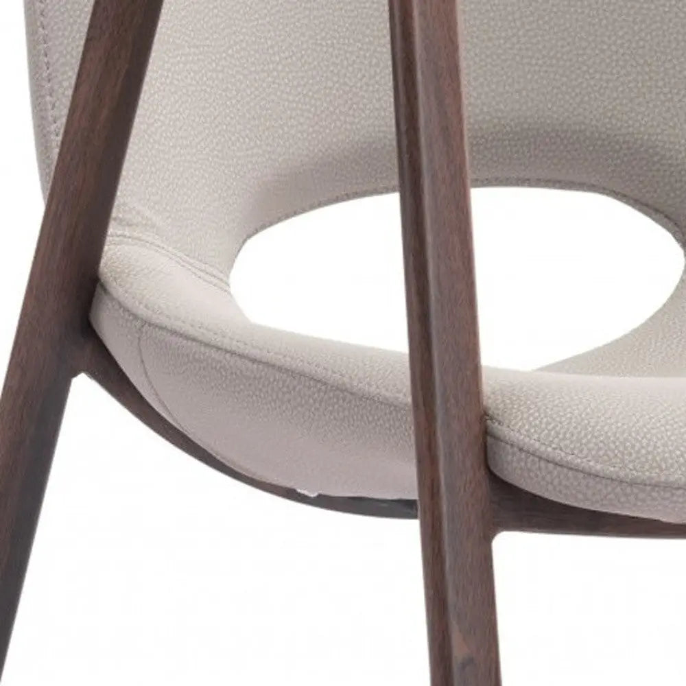 Set of Two Beige and Brown Upholstered Faux Leather Dining Arm Chairs Homeroots Kitchen & Dining