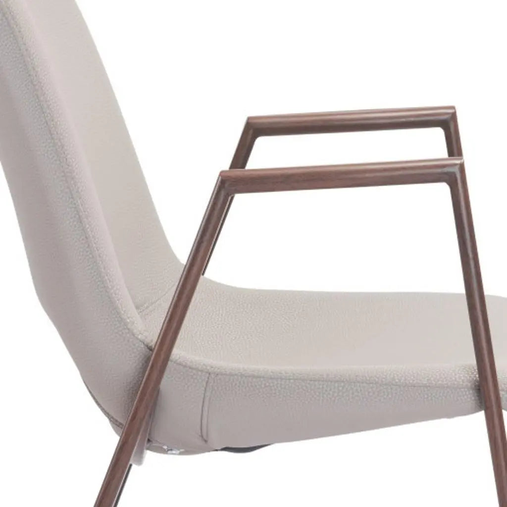 Set of Two Beige and Brown Upholstered Faux Leather Dining Arm Chairs Homeroots Kitchen & Dining