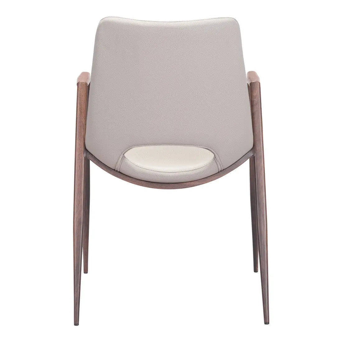 Set of Two Beige and Brown Upholstered Faux Leather Dining Arm Chairs Homeroots Kitchen & Dining
