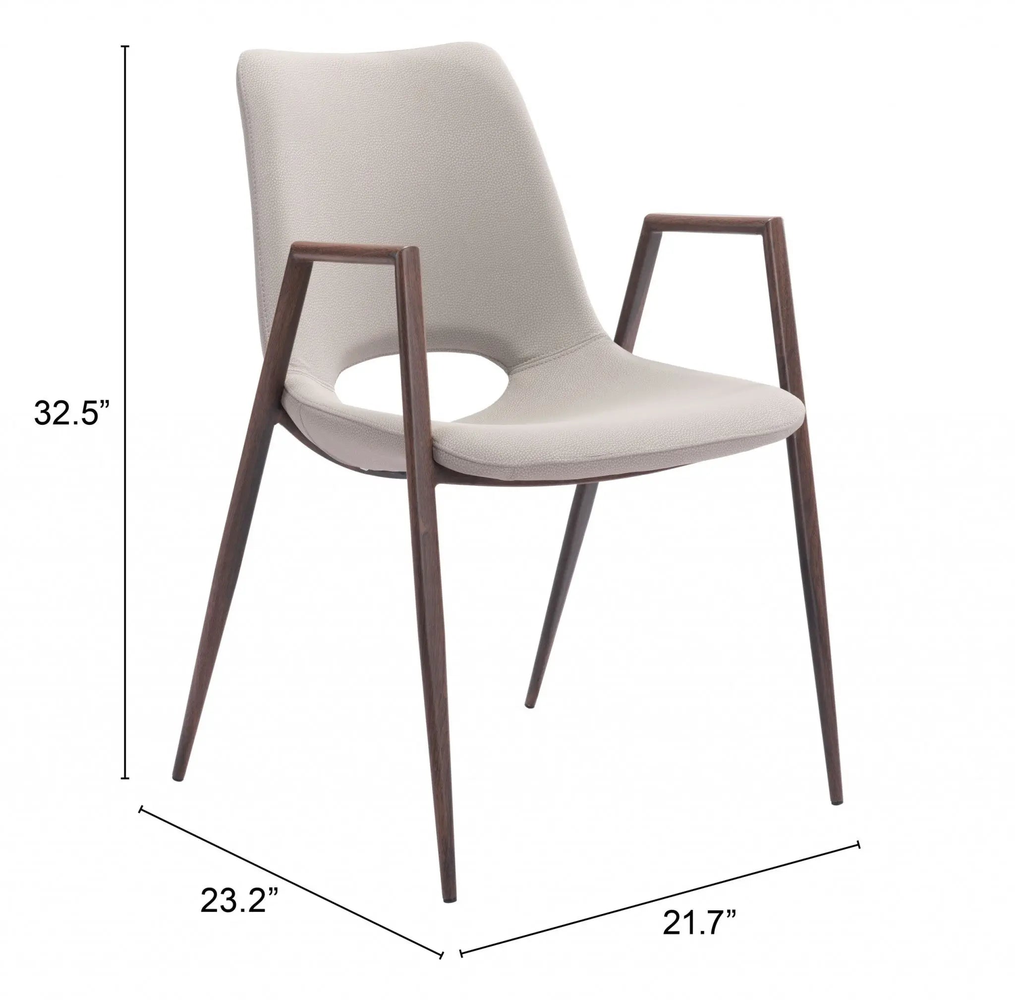 Set of Two Beige and Brown Upholstered Faux Leather Dining Arm Chairs Homeroots Kitchen & Dining