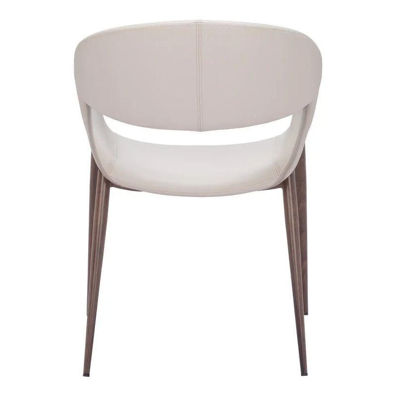 Set of Two Beige and Brown Upholstered Faux Leather Open Back Dining Arm Chairs Homeroots Kitchen & Dining