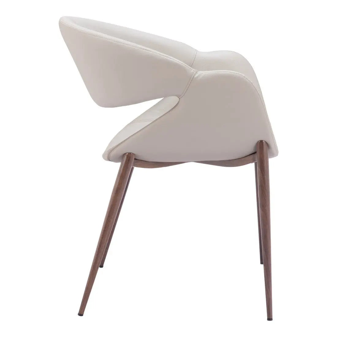 Set of Two Beige and Brown Upholstered Faux Leather Open Back Dining Arm Chairs Homeroots Kitchen & Dining