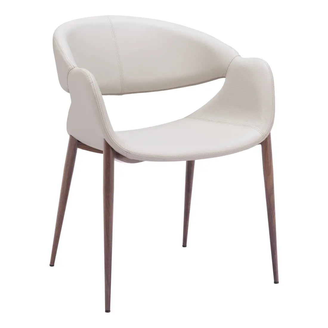 Set of Two Beige and Brown Upholstered Faux Leather Open Back Dining Arm Chairs Homeroots Kitchen & Dining