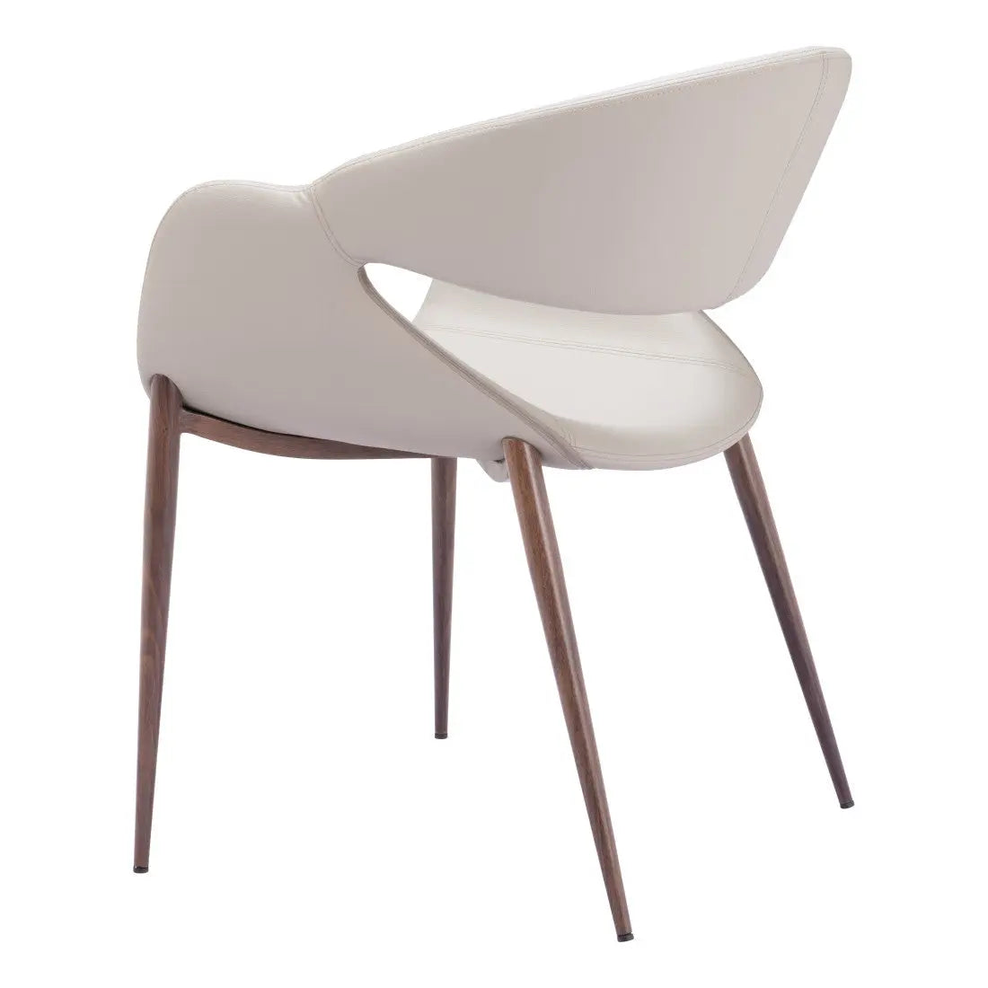 Set of Two Beige and Brown Upholstered Faux Leather Open Back Dining Arm Chairs Homeroots Kitchen & Dining