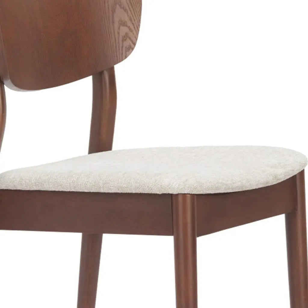 Set of Two Beige and Brown Upholstered Open Back Dining Side Chairs Homeroots Kitchen & Dining