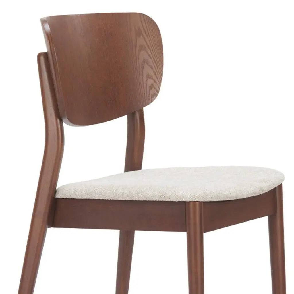 Set of Two Beige and Brown Upholstered Open Back Dining Side Chairs Homeroots Kitchen & Dining
