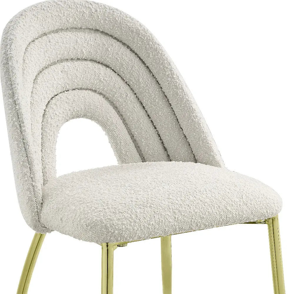 Set of Two Beige and Gold Fabric Dining Side Chairs Homeroots Kitchen & Dining