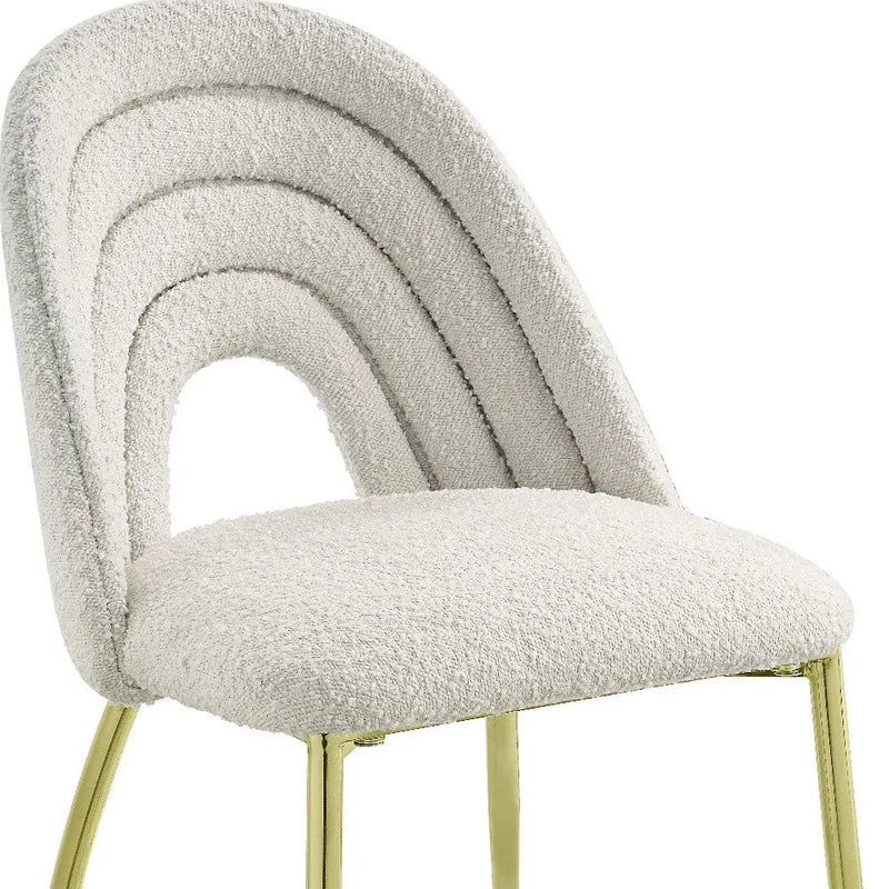 Set of Two Beige and Gold Fabric Dining Side Chairs Homeroots Kitchen & Dining