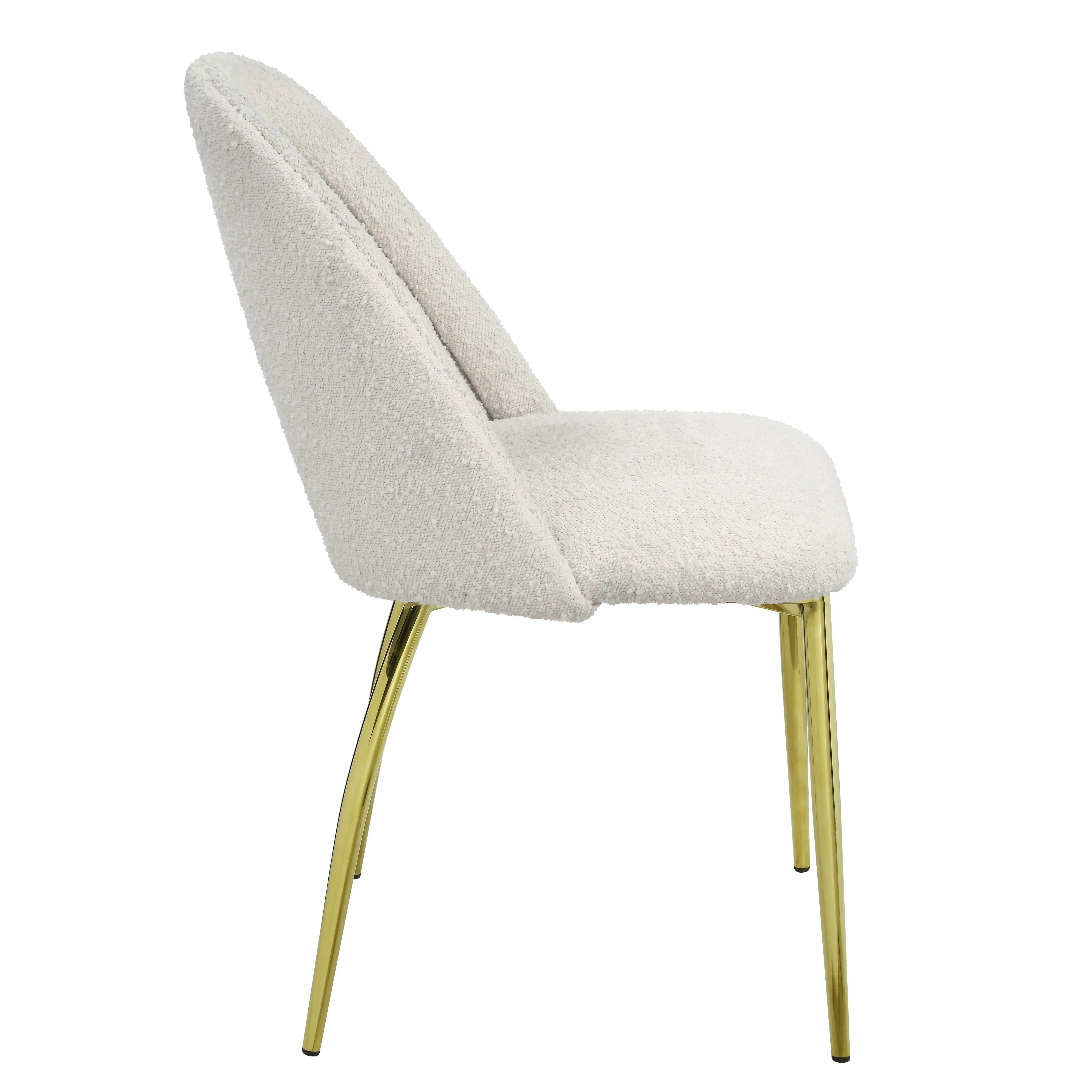 Set of Two Beige and Gold Fabric Dining Side Chairs Homeroots Kitchen & Dining