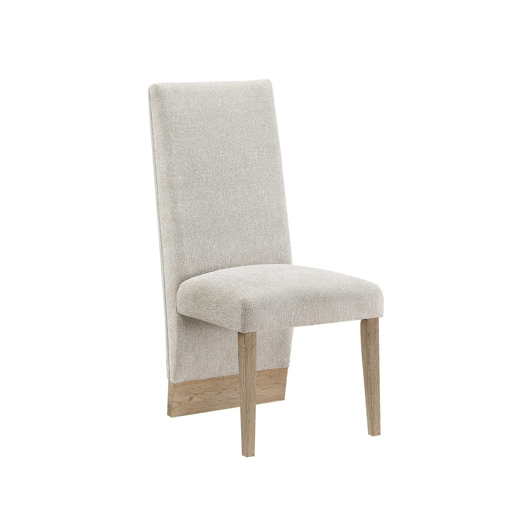 Set of Two Beige and Natural Upholstered Dining Side Chairs Homeroots Kitchen & Dining