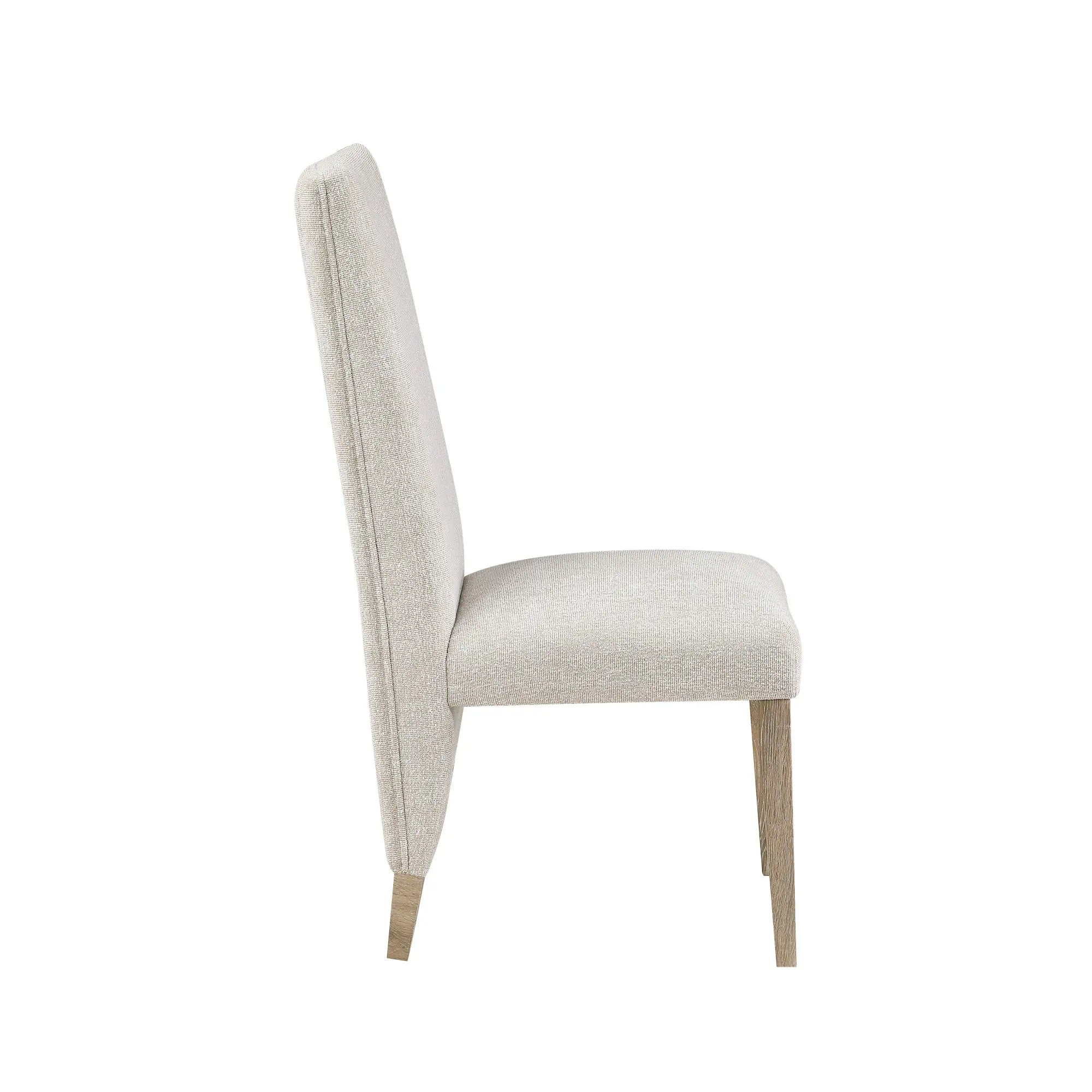 Set of Two Beige and Natural Upholstered Dining Side Chairs Homeroots Kitchen & Dining