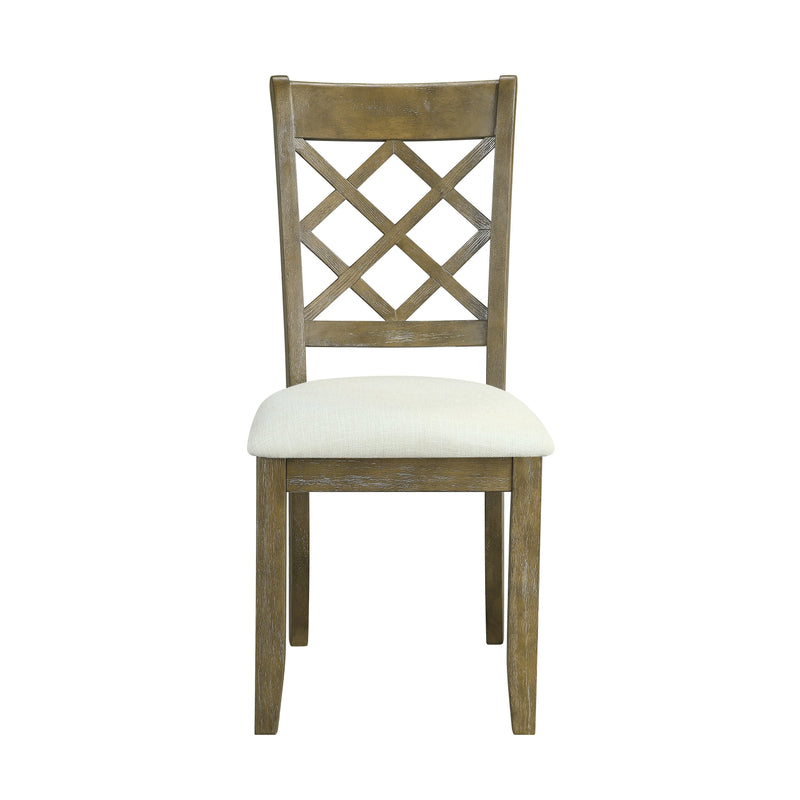 Set of Two Beige and Oak Linen Cross Back Dining Side Chairs Homeroots Kitchen & Dining