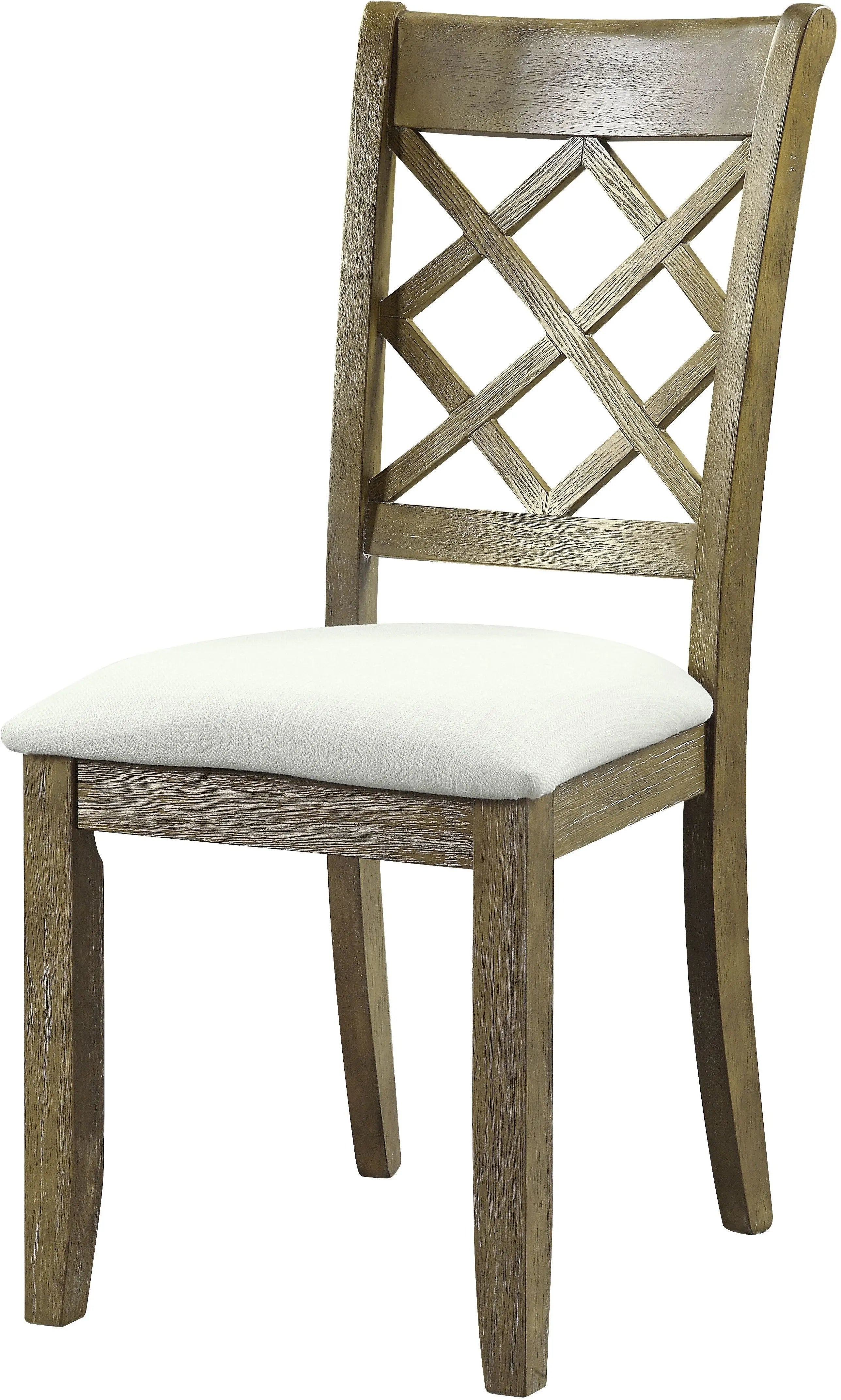 Set of Two Beige and Oak Linen Cross Back Dining Side Chairs Homeroots Kitchen & Dining
