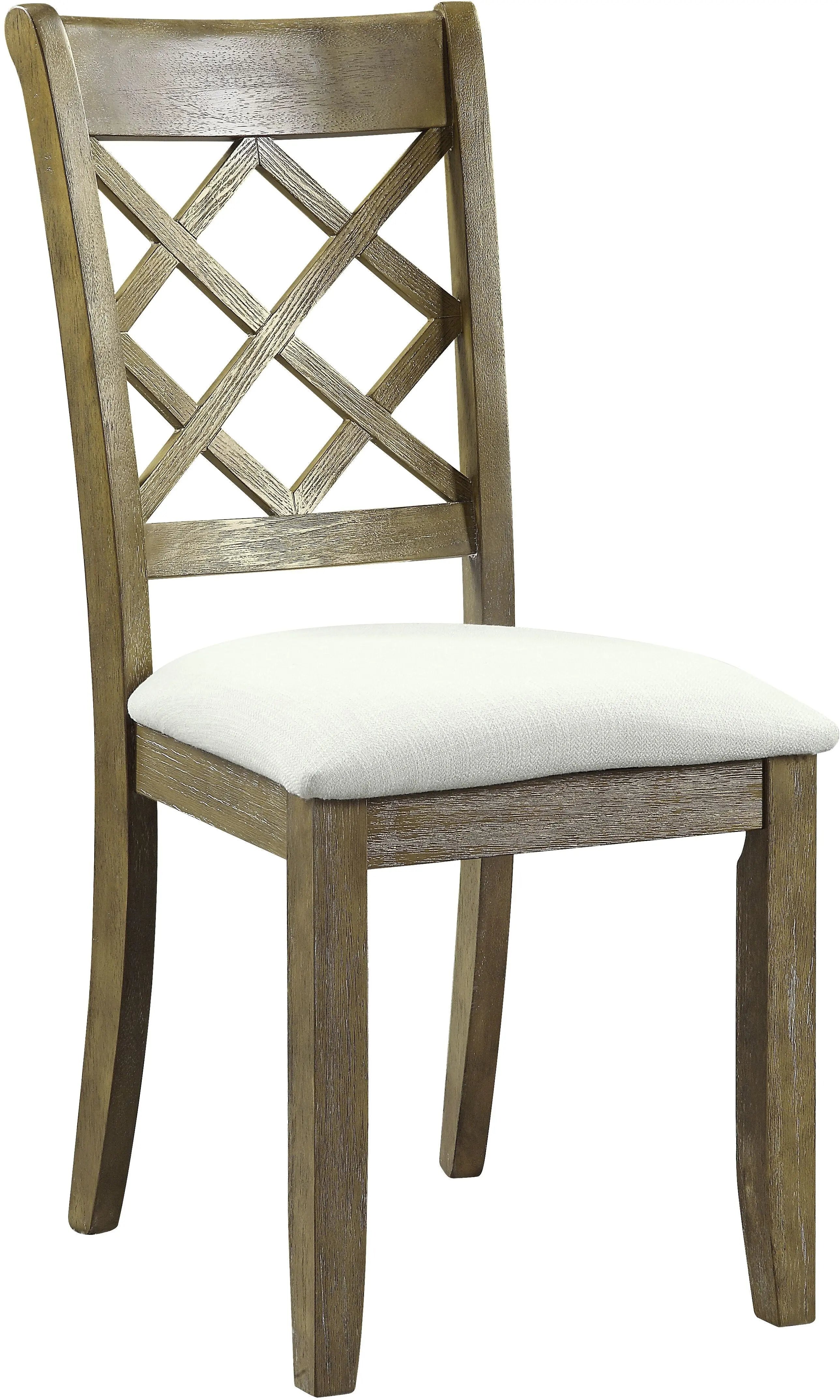 Set of Two Beige and Oak Linen Cross Back Dining Side Chairs Homeroots Kitchen & Dining