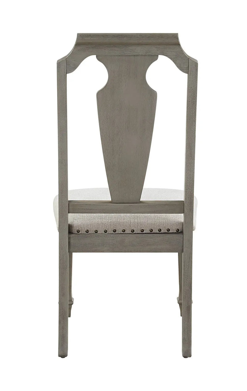 Set of Two Beige and Oak Linen Open Back Dining Side Chairs Homeroots Kitchen & Dining