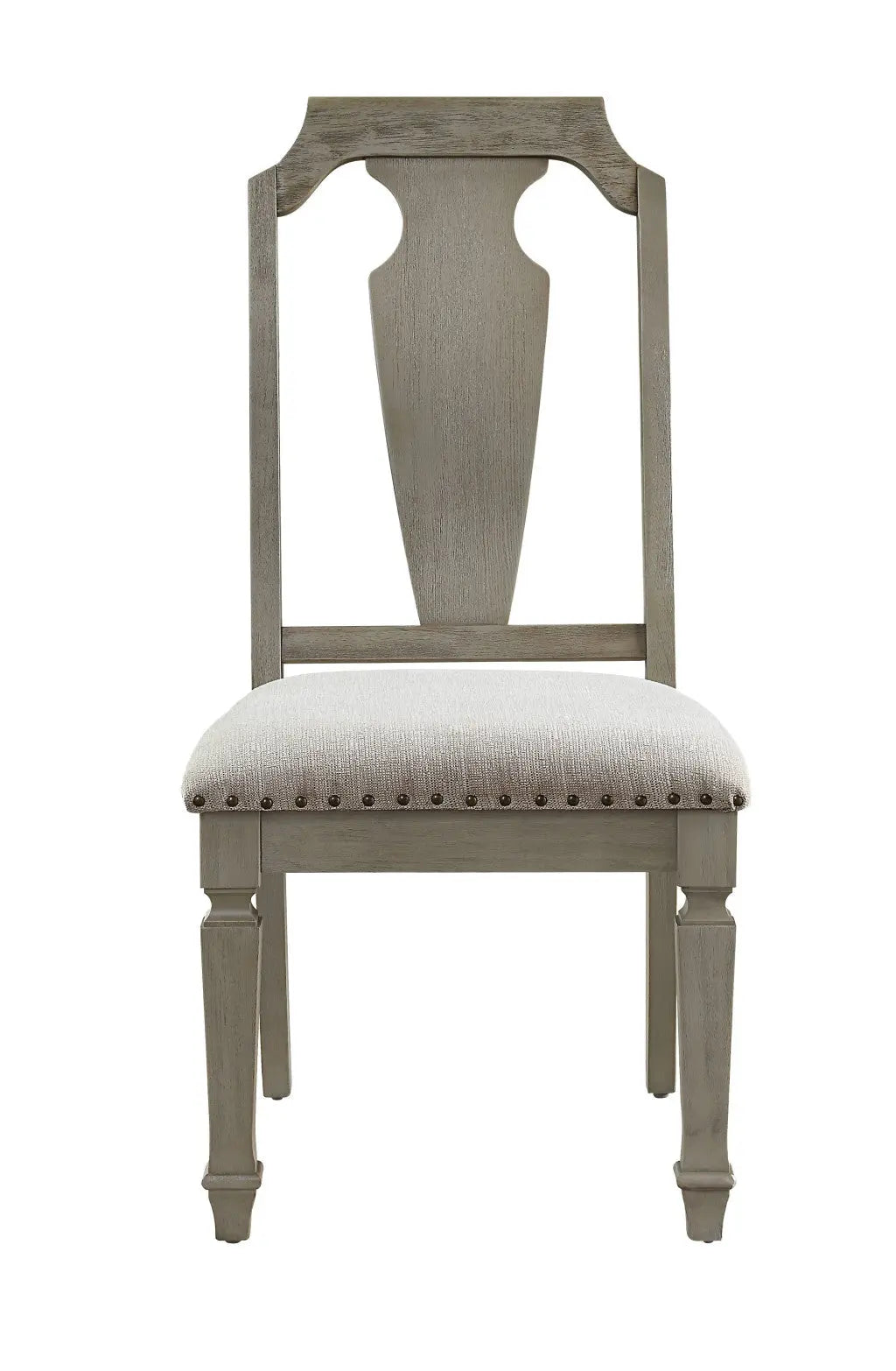 Set of Two Beige and Oak Linen Open Back Dining Side Chairs Homeroots Kitchen & Dining