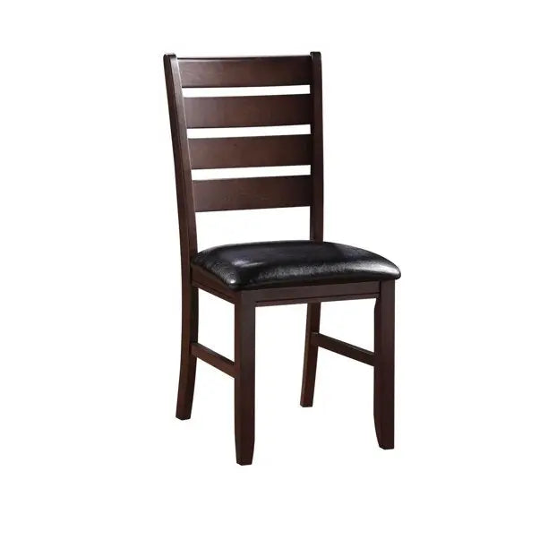 Set of Two Black And Brown Faux Leather Wood Slat Back Dining Side Chairs Homeroots Kitchen & Dining