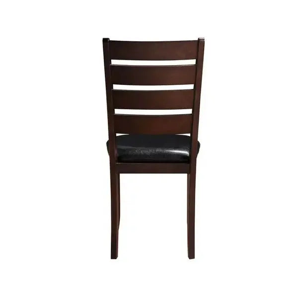 Set of Two Black And Brown Faux Leather Wood Slat Back Dining Side Chairs Homeroots Kitchen & Dining