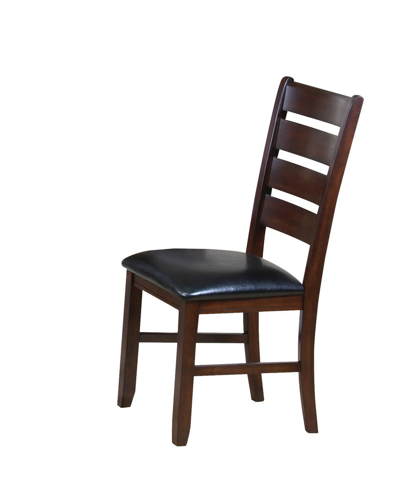 Set of Two Black And Brown Faux Leather Wood Slat Back Dining Side Chairs Homeroots Kitchen & Dining