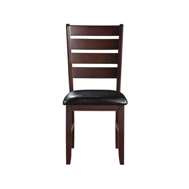 Set of Two Black And Brown Faux Leather Wood Slat Back Dining Side Chairs Homeroots Kitchen & Dining