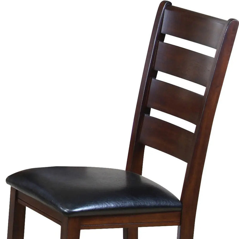 Set of Two Black And Brown Faux Leather Wood Slat Back Dining Side Chairs Homeroots Kitchen & Dining