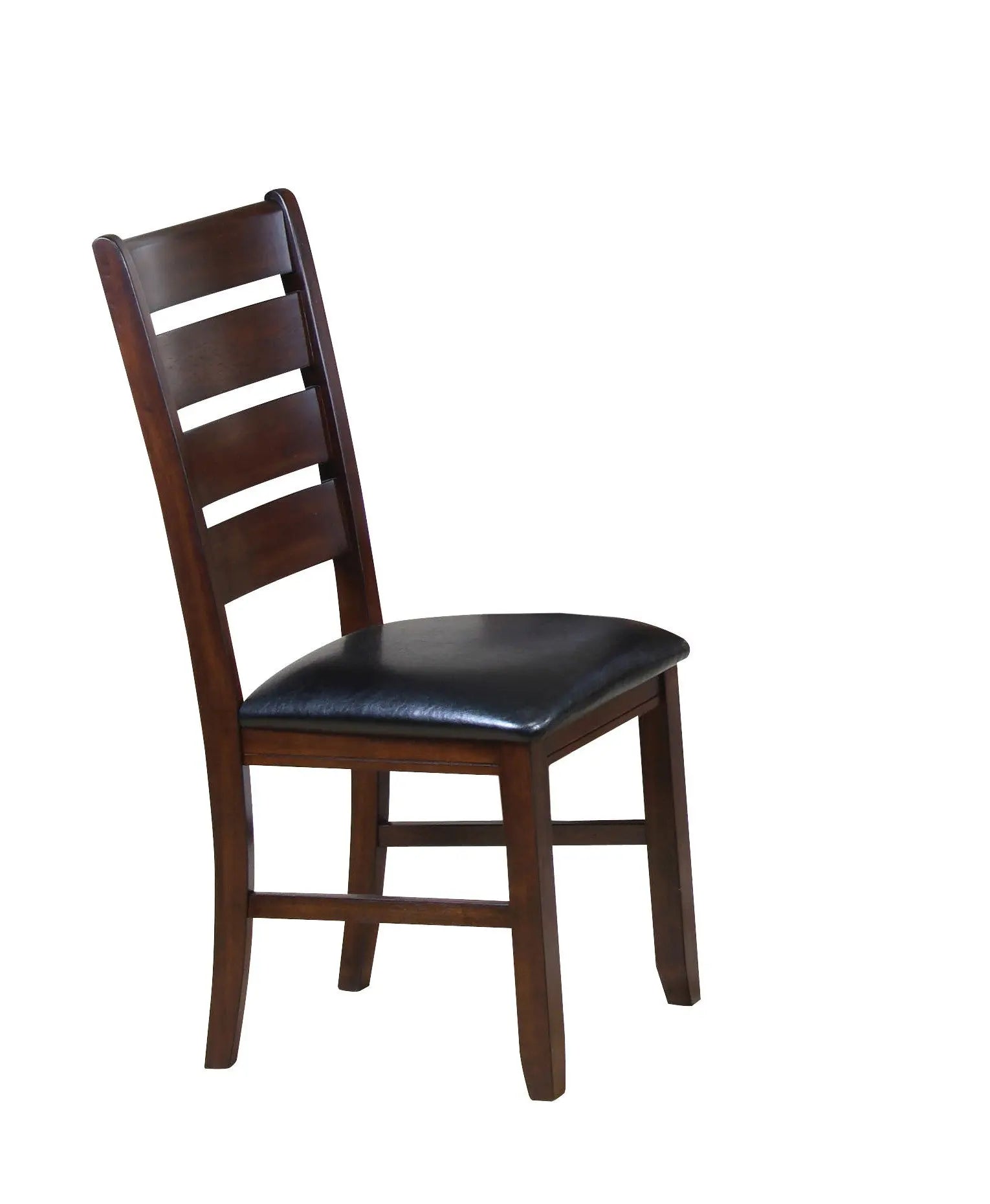 Set of Two Black And Dark Brown Upholstered Faux Leather Slat Back Dining Side Chairs Homeroots Kitchen & Dining