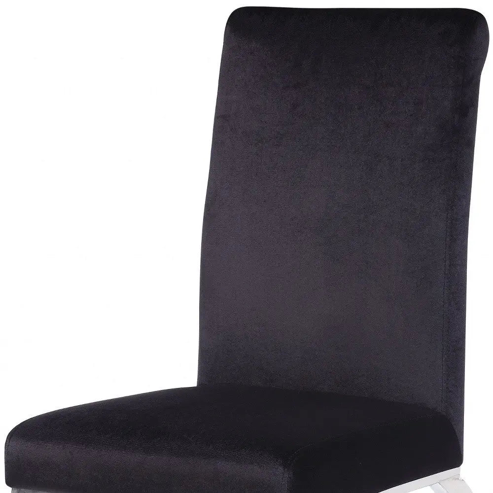 Set of Two Black And Silver Upholstered Fabric Dining Side Chairs - GreatEagleInc
