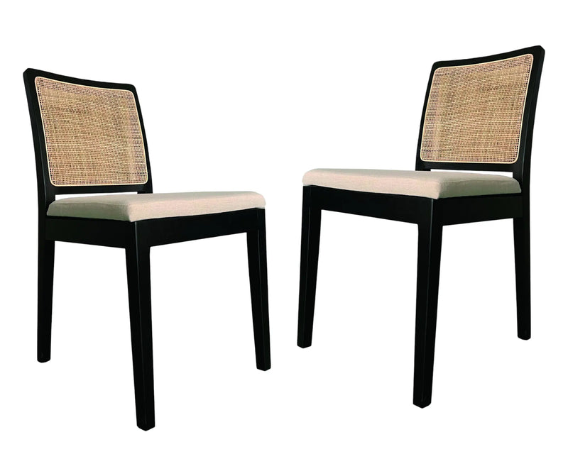 Set of Two Black Fabric Dining Side Chairs Homeroots Kitchen & Dining