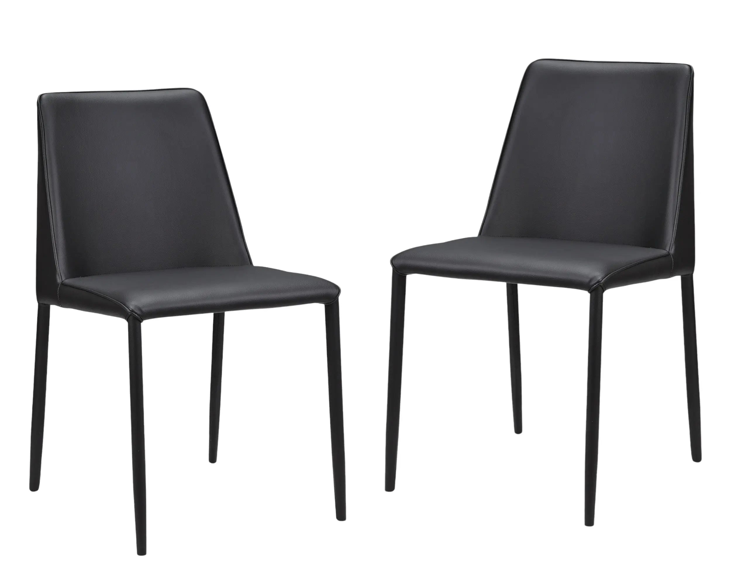 Set of Two Black Faux Leather Dining Side Chairs Homeroots Kitchen & Dining