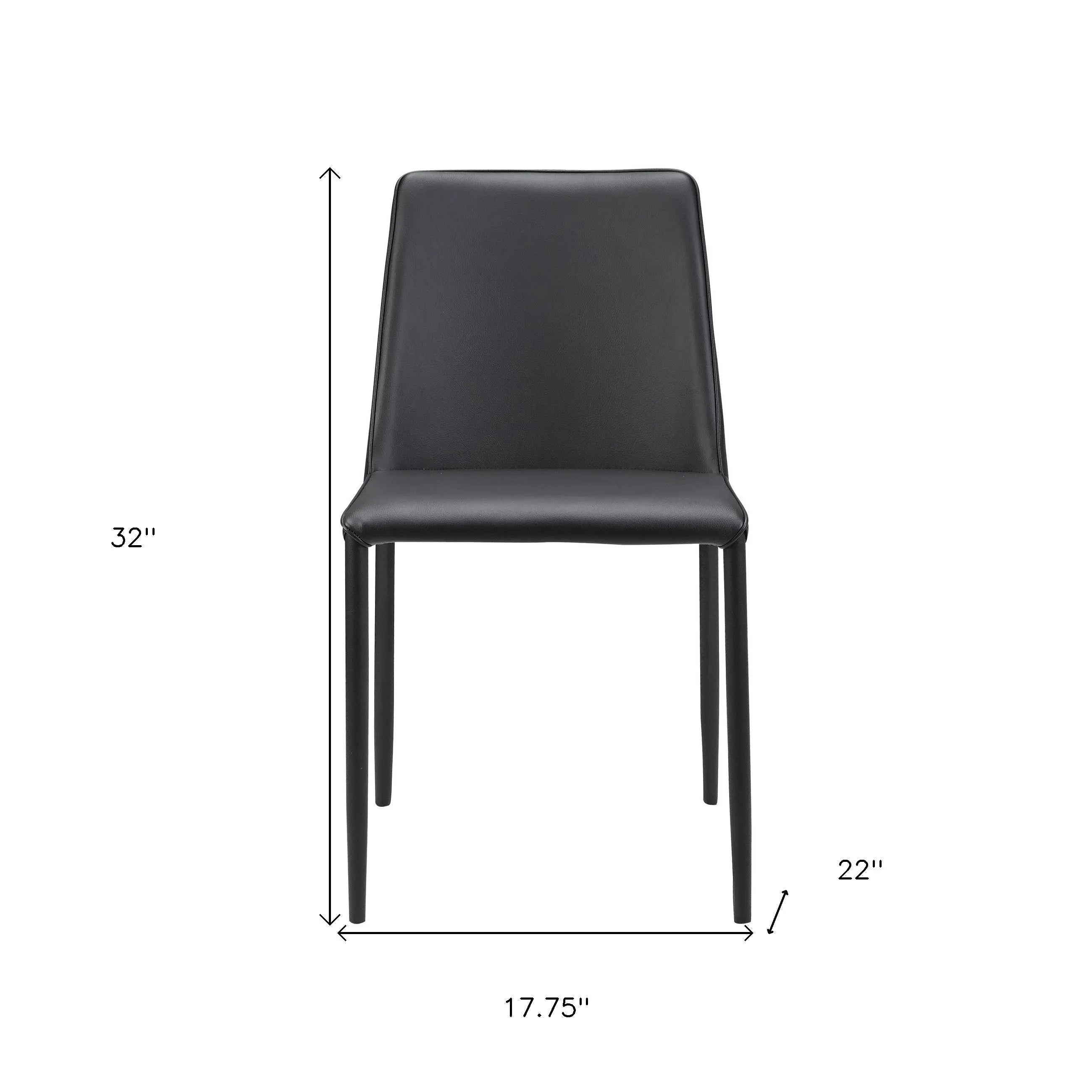 Set of Two Black Faux Leather Dining Side Chairs Homeroots Kitchen & Dining