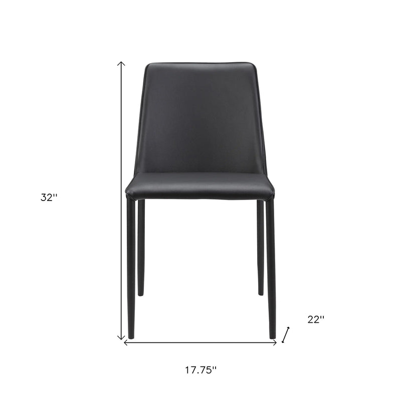 Set of Two Black Faux Leather Dining Side Chairs Homeroots Kitchen & Dining