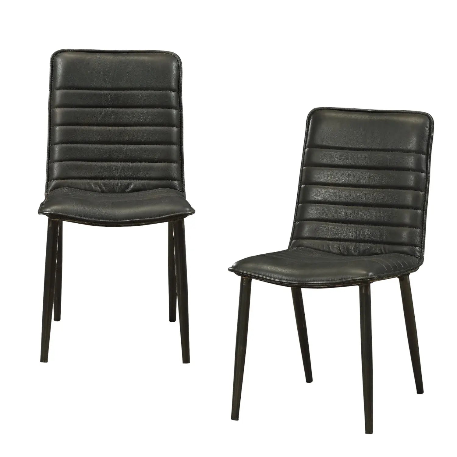 Set of Two Black Faux Leather Dining Side Chairs Homeroots Kitchen & Dining