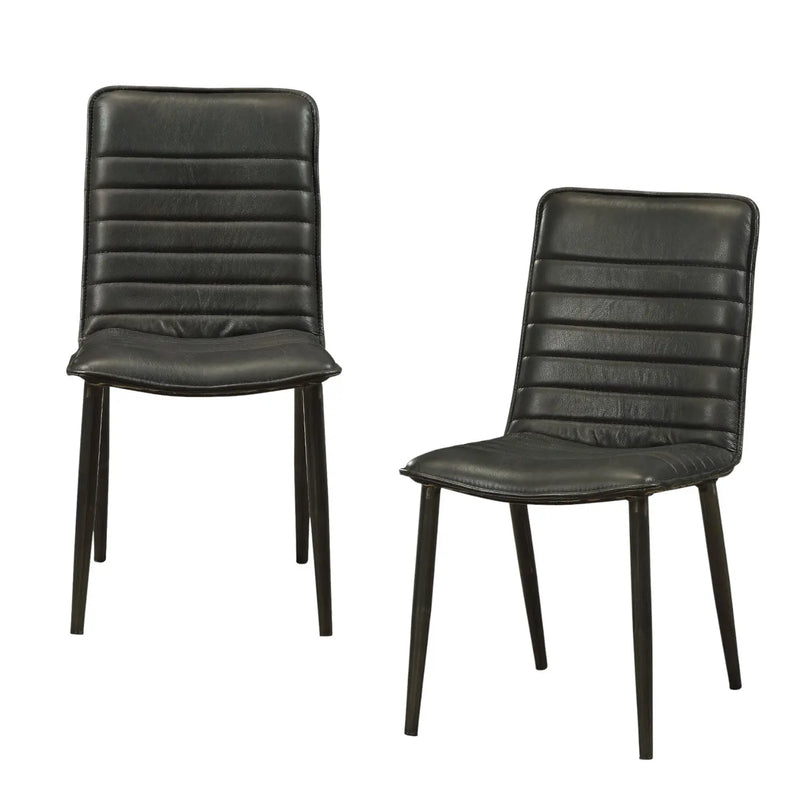 Set of Two Black Faux Leather Dining Side Chairs Homeroots Kitchen & Dining